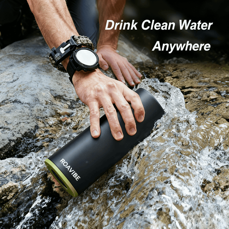 ROAVIBE Outdoor Portable Water Filter Bottle | 0.01 Micron Filtration