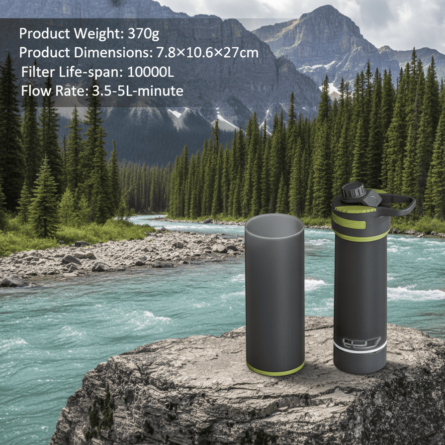 ROAVIBE Outdoor Portable Water Filter Bottle | 0.01 Micron Filtration