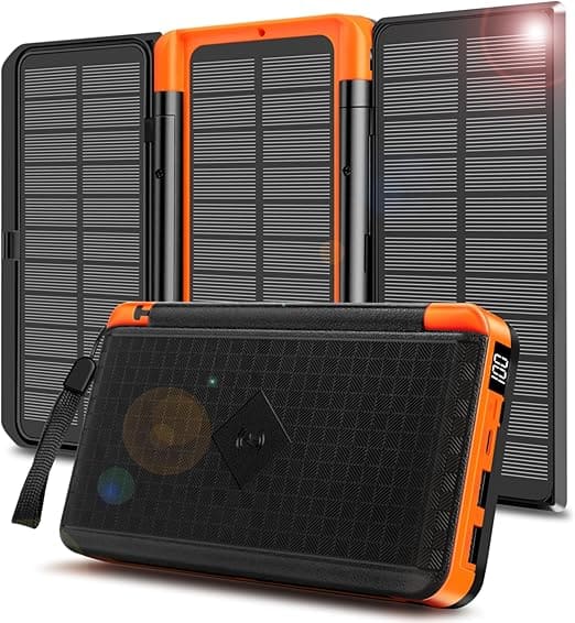 Solar Wireless Power Bank - 20,000 mAh Foldable Waterproof Solar Panel