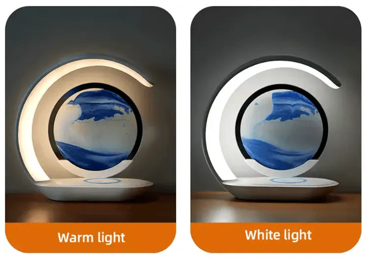 AuraFlow: Moving Sand Art & 15W Wireless Charging Lamp